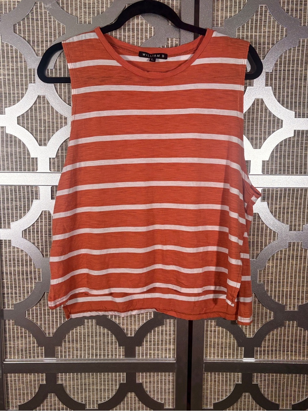 WILLIAM B Orange & White Striped Cropped Tank